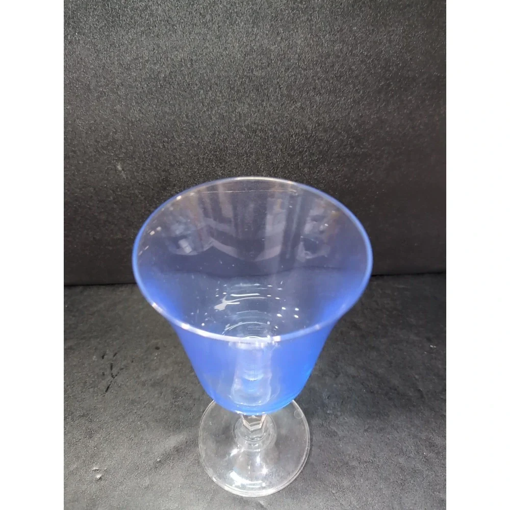 Miller Roganka Alfresco Blue Water Goblet,‎ Lead Crystal Glassware, Hand Blown
